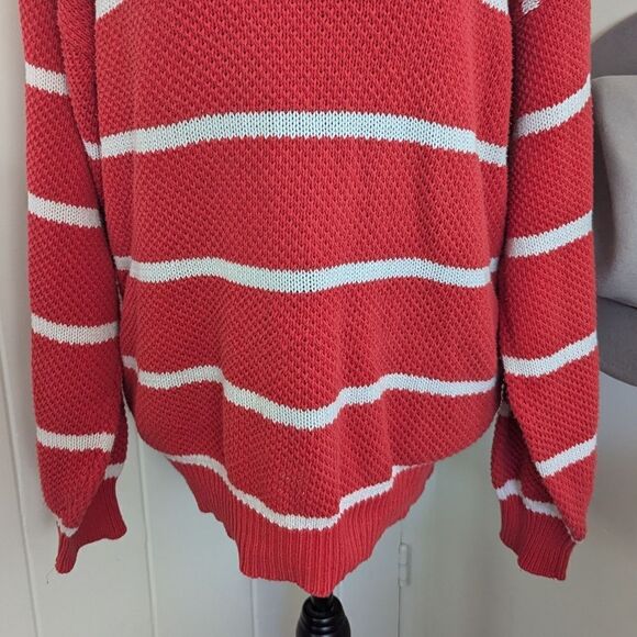 VTG Christian Dior Red White Stripes Sweater M Nautical Prep Coastal Retro Glam - Picture 4 of 9